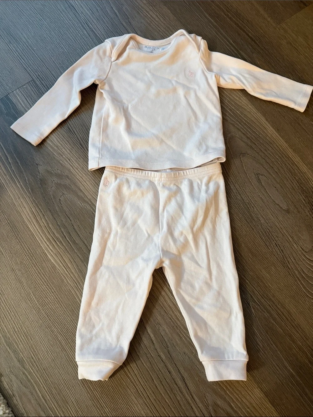 Ralph lauren baby pink long sleeves pants pajama set - 6m